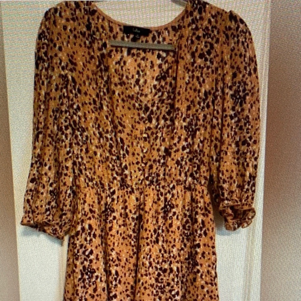 Lulu’s‎ Parkside Mauve Multi Print Half-Sleeve V-Neck Mini Dress Size Medium
